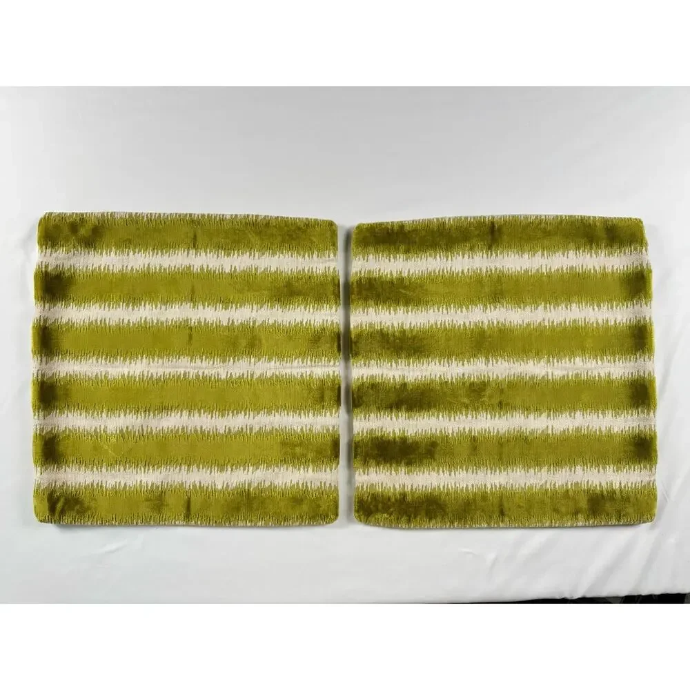 Chartreuse Velvet Throw Pillow Cover Set 2/Pair Green Cream Smithy Home Couture
